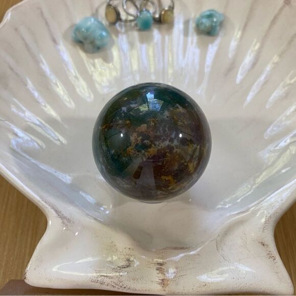 Other - gorgeous multicolor ocean jasper sphere 🌊 genuine crystal 🌊 free sphere stand